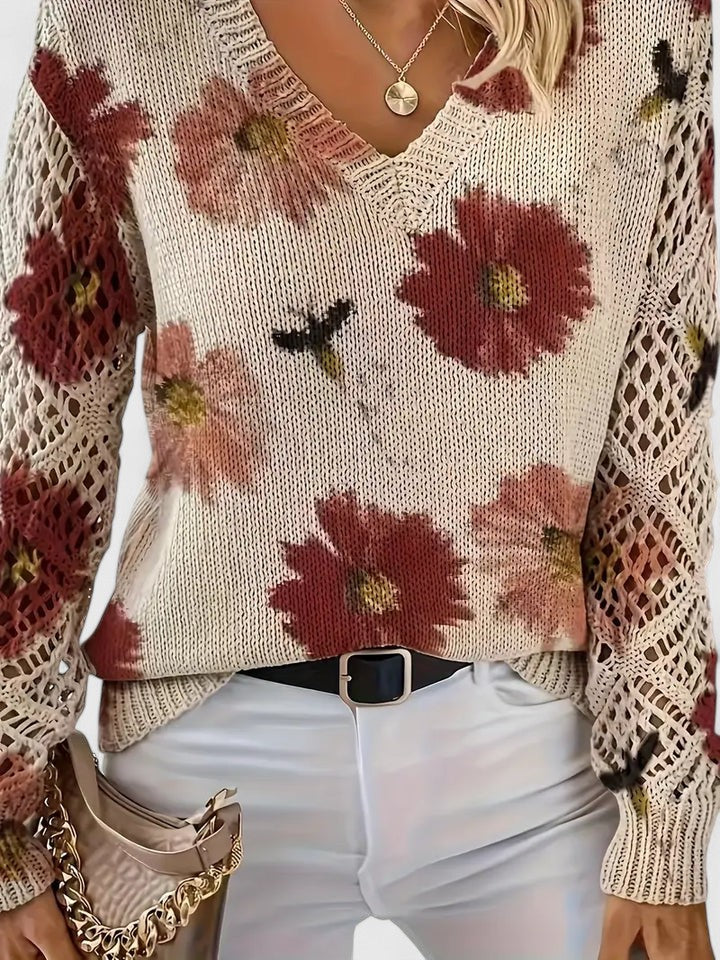 Margot Biarritz - Pull en maille à motif floral