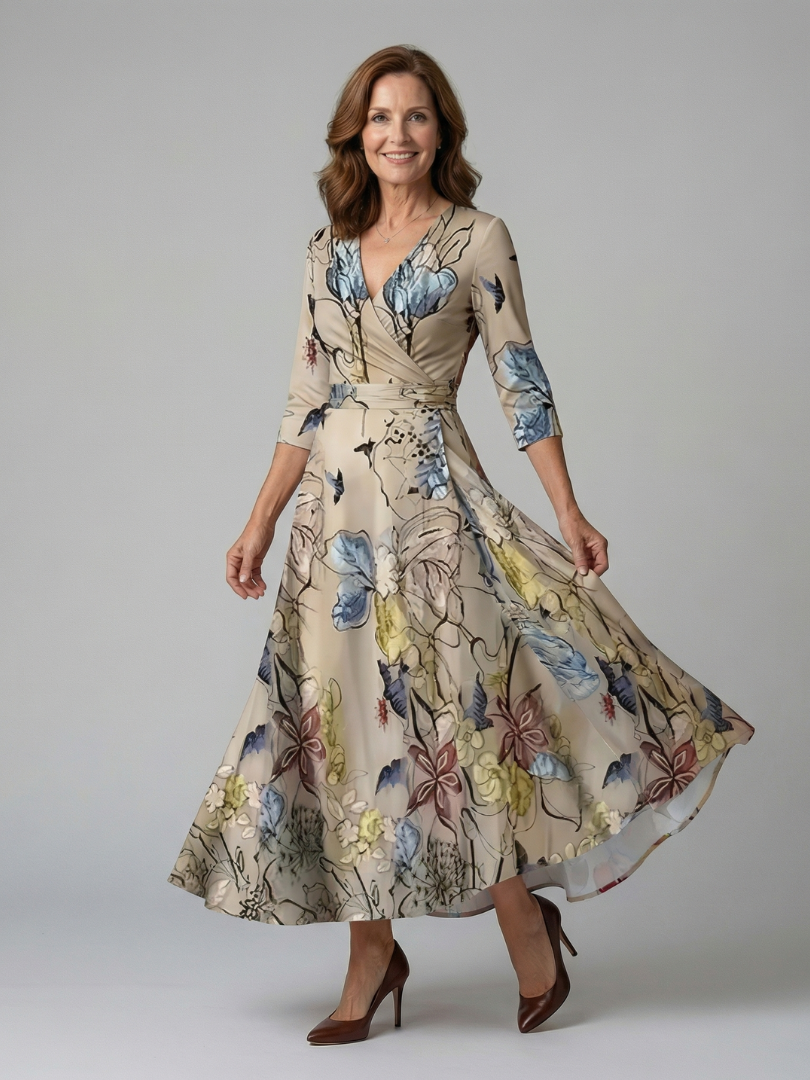 Margot Biarritz - Robe Midi Croisée à Col Celine