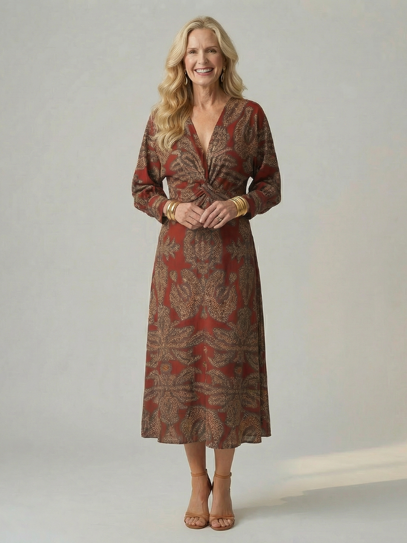 Margot Biarritz - Robe Midi Enveloppante Naturelle Lune