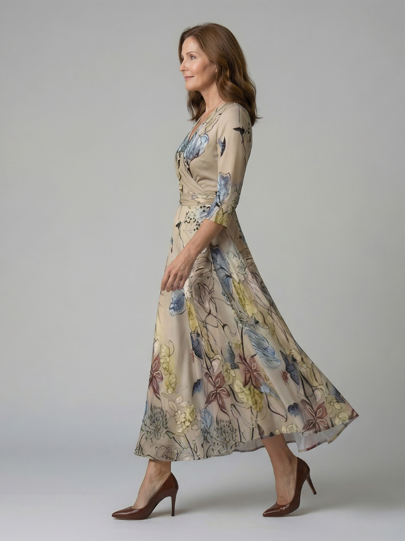 Margot Biarritz - Robe Midi Croisée à Col Celine