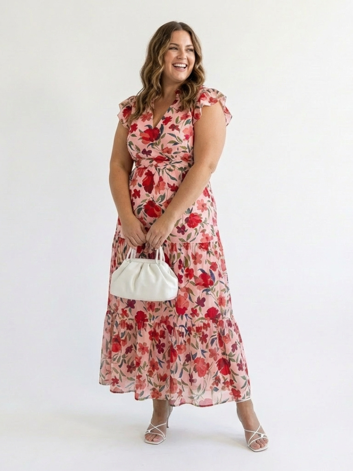 Margot Biarritz - Robe Midi Évasée Imprimée Fleurie Lilas