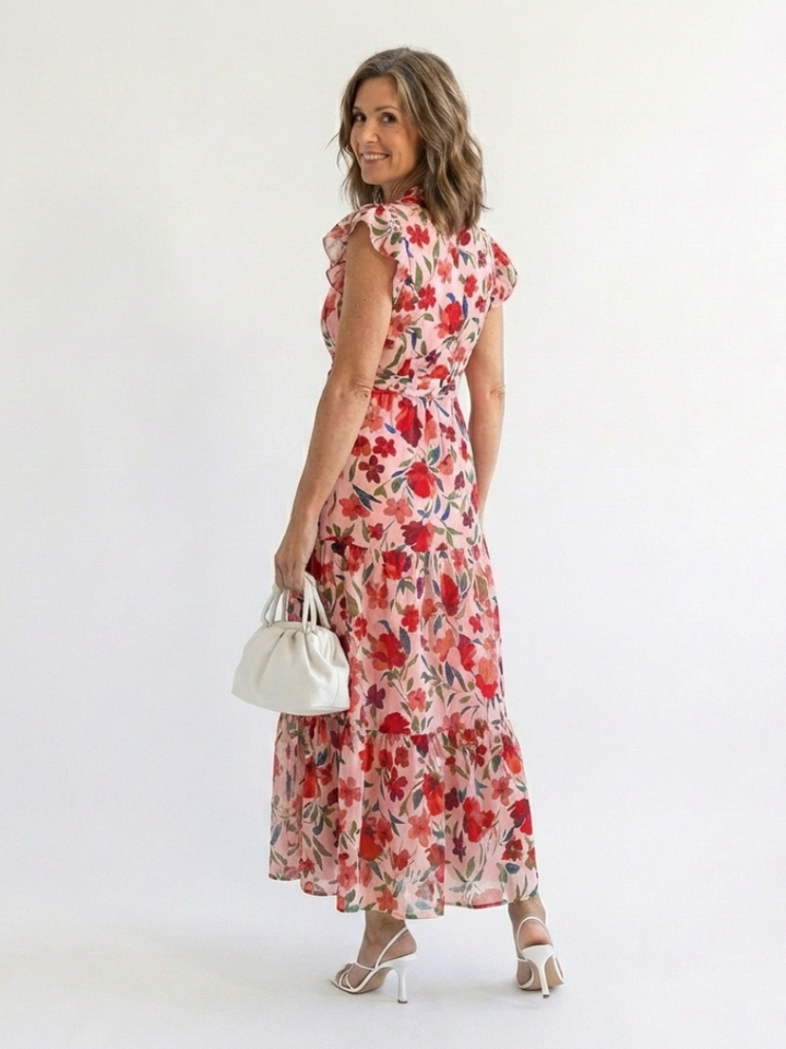 Margot Biarritz - Robe Midi Évasée Imprimée Fleurie Lilas
