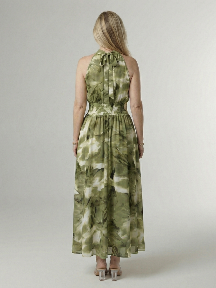 Margot Biarritz - Robe Midi à Encolure Halter Froncée