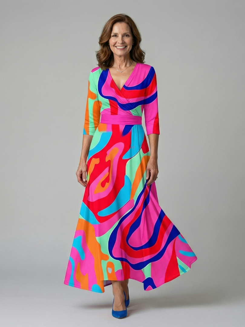 Margot Biarritz - Robe Midi Croisée à Col Celine
