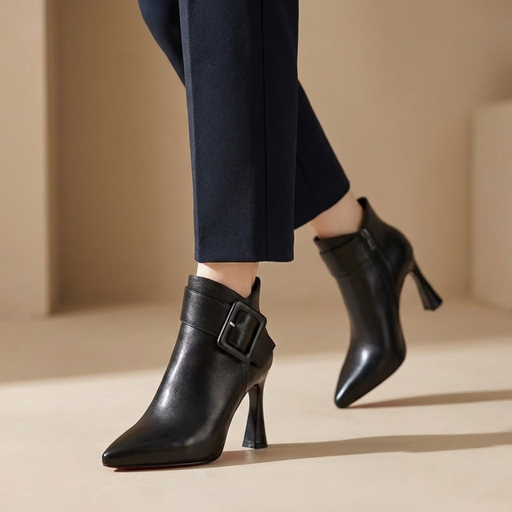 Margot Biarritz - Bottines à Talon avec Boucle Oversize