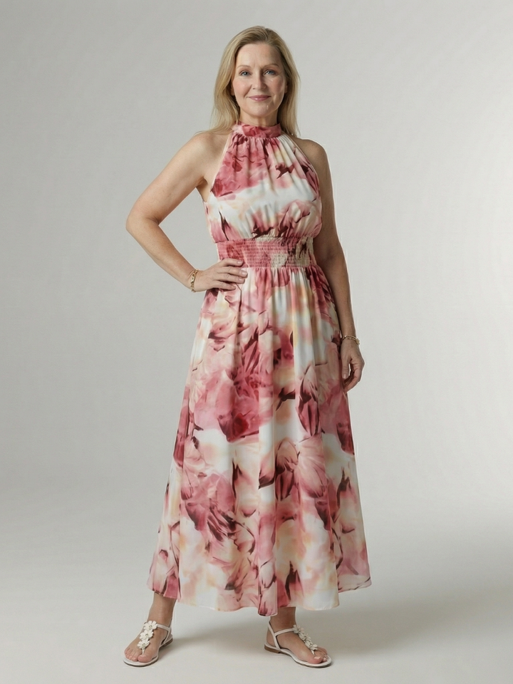 Margot Biarritz - Robe Midi à Encolure Halter Froncée