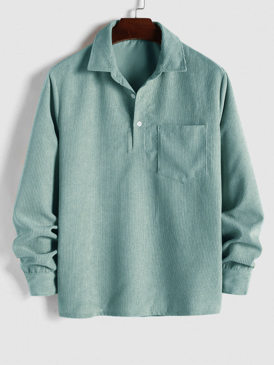 Margot Biarritz - Chemise à manches longues demi-boutons pour homme