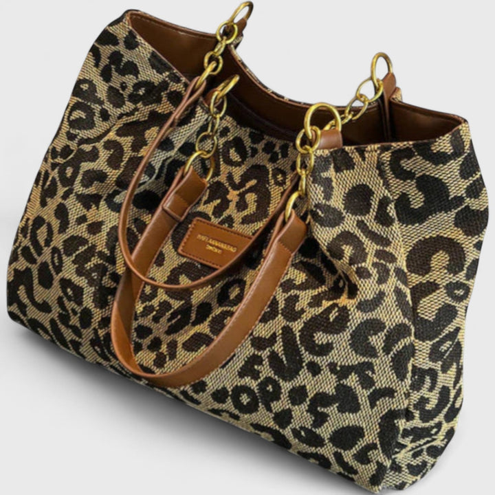 Margot Biarritz - Sac shopping en toile motif léopard
