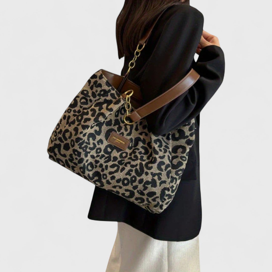 Margot Biarritz - Sac shopping en toile motif léopard