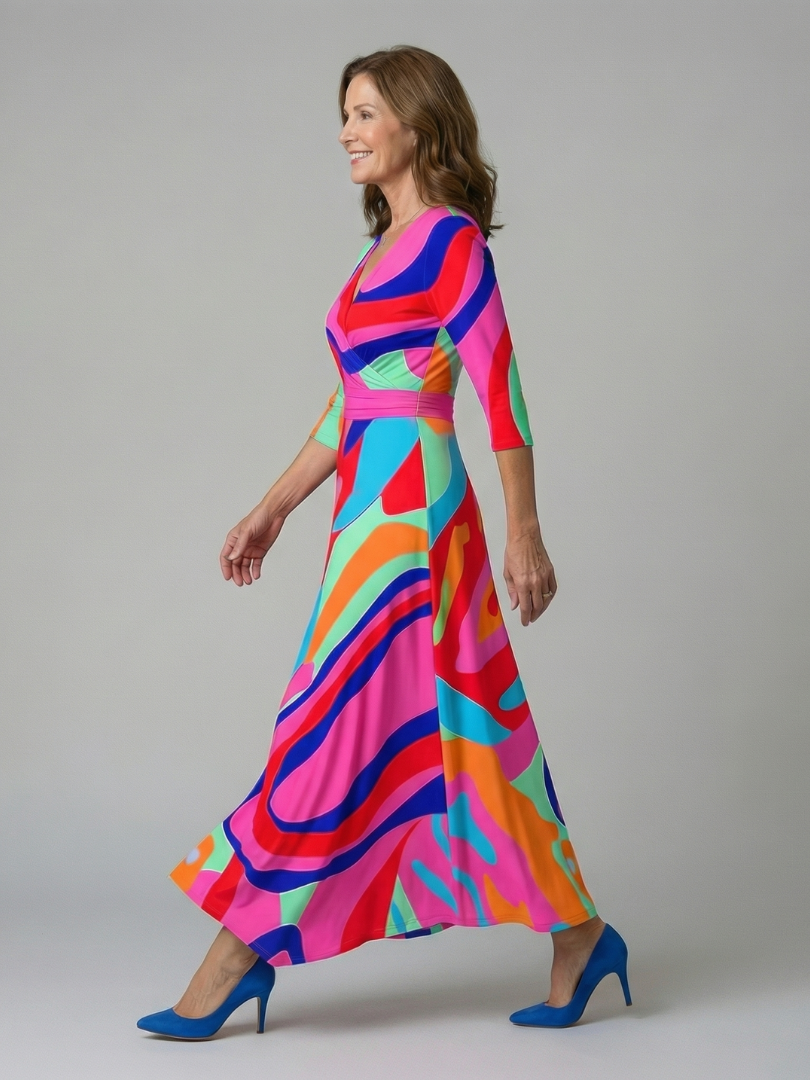 Margot Biarritz - Robe Midi Croisée à Col Celine