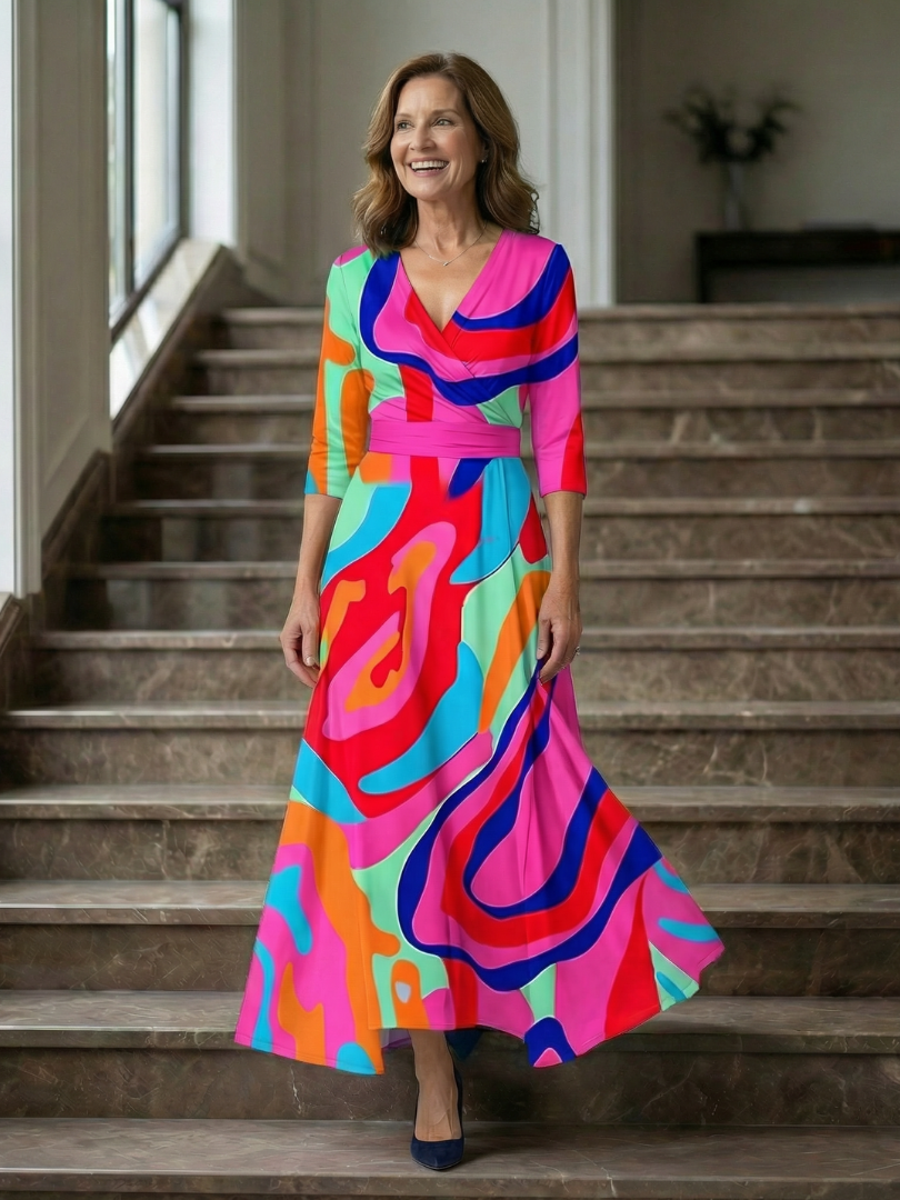 Margot Biarritz - Robe Midi Croisée à Col Celine