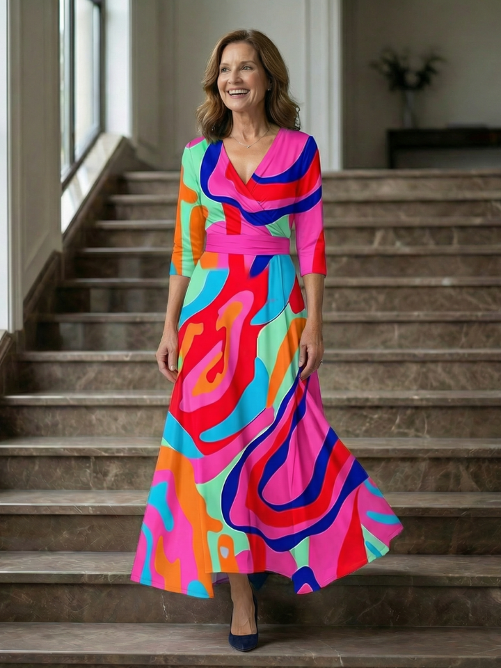 Margot Biarritz - Robe Midi Croisée à Col Celine