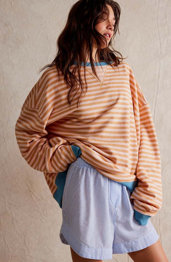 Margot Biarritz - Pull Oversized Rayé à Manches Longues
