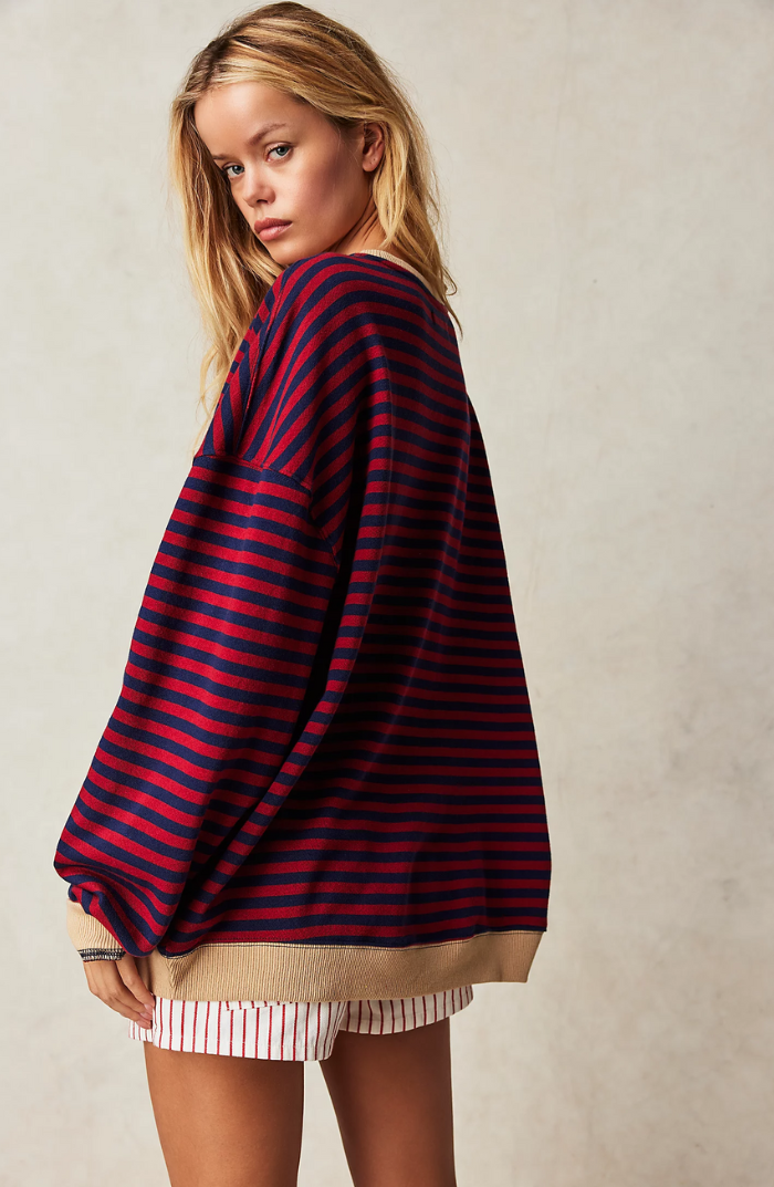 Margot Biarritz - Pull Oversized Rayé à Manches Longues