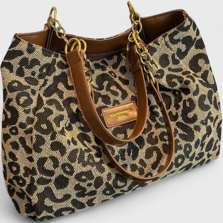 Margot Biarritz - Sac shopping en toile motif léopard