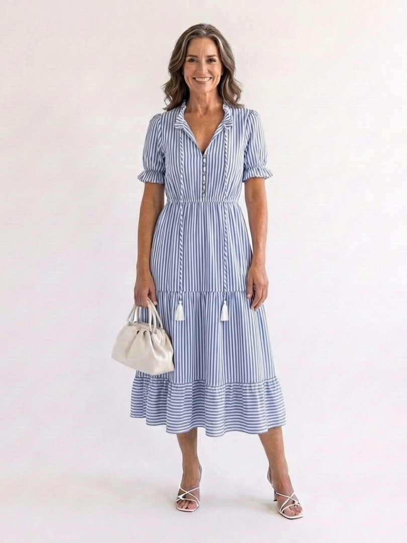 Margot Biarritz - Robe midi à manches courtes Dakato
