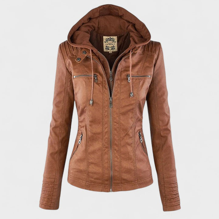 Margot Biarritz - Manteau en cuir avec capuche