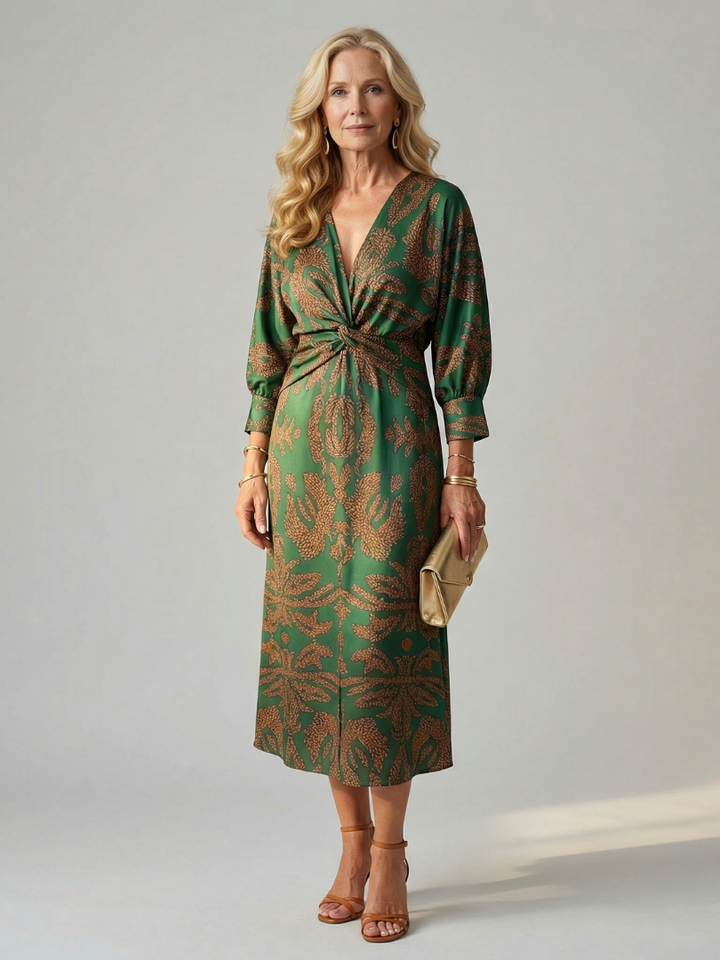 Margot Biarritz - Robe Midi Enveloppante Naturelle Lune