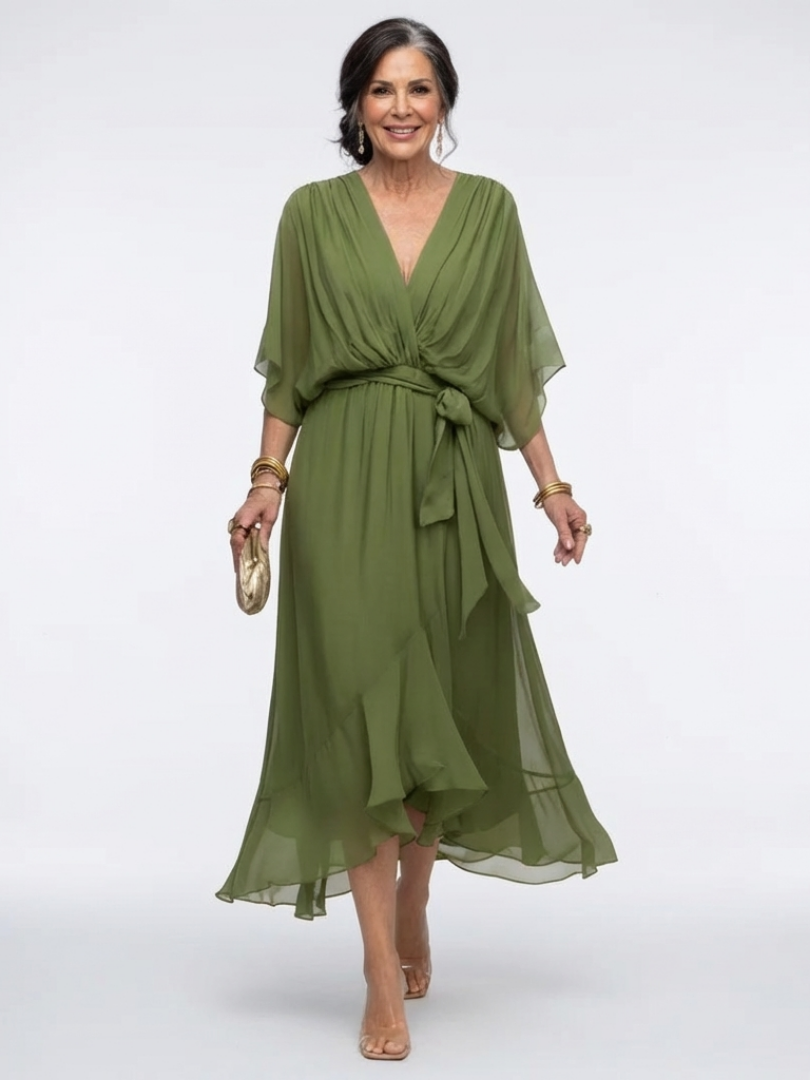 Margot Biarritz - Robe Midi Drapée à Encolure Elysia
