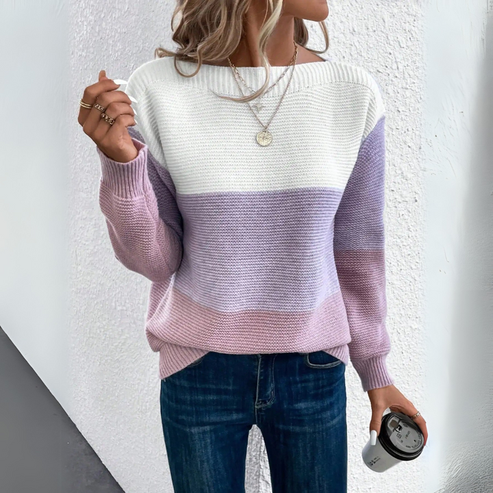 Margot Biarritz - Pull Chic en Morceaux Tricolores