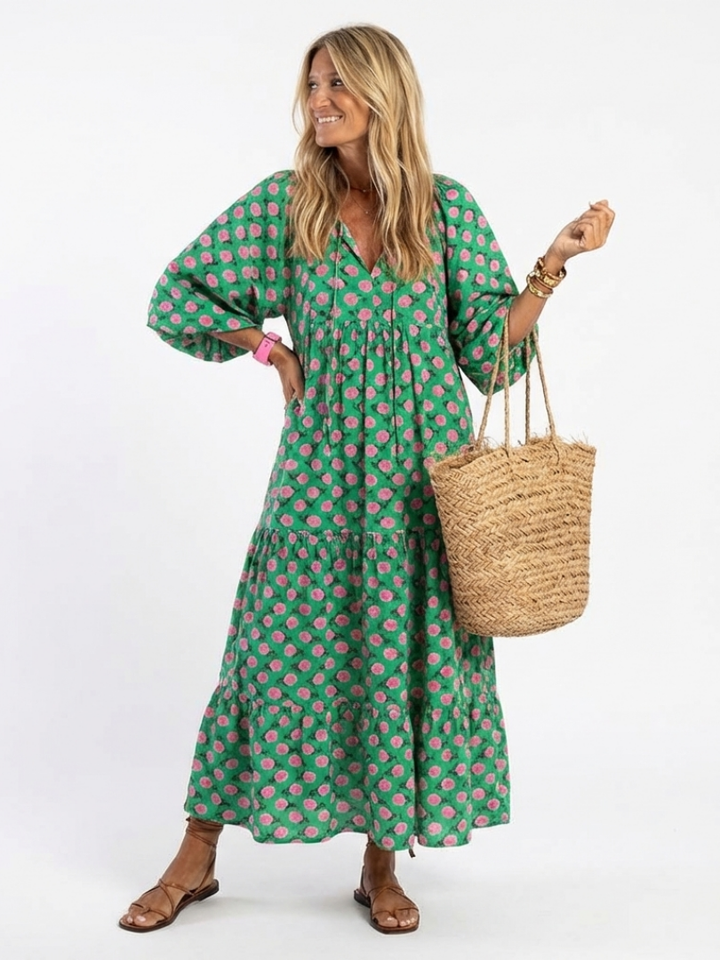 Margot Biarritz - Robe Midi Imprimée Fleurie Fiora