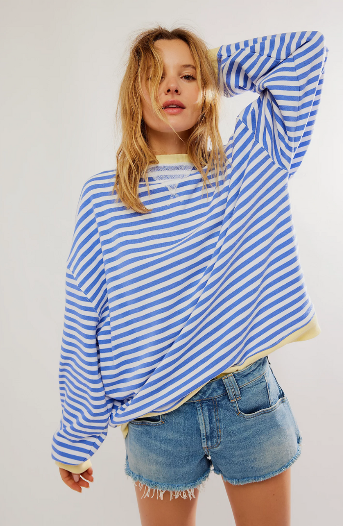 Margot Biarritz - Pull Oversized Rayé à Manches Longues