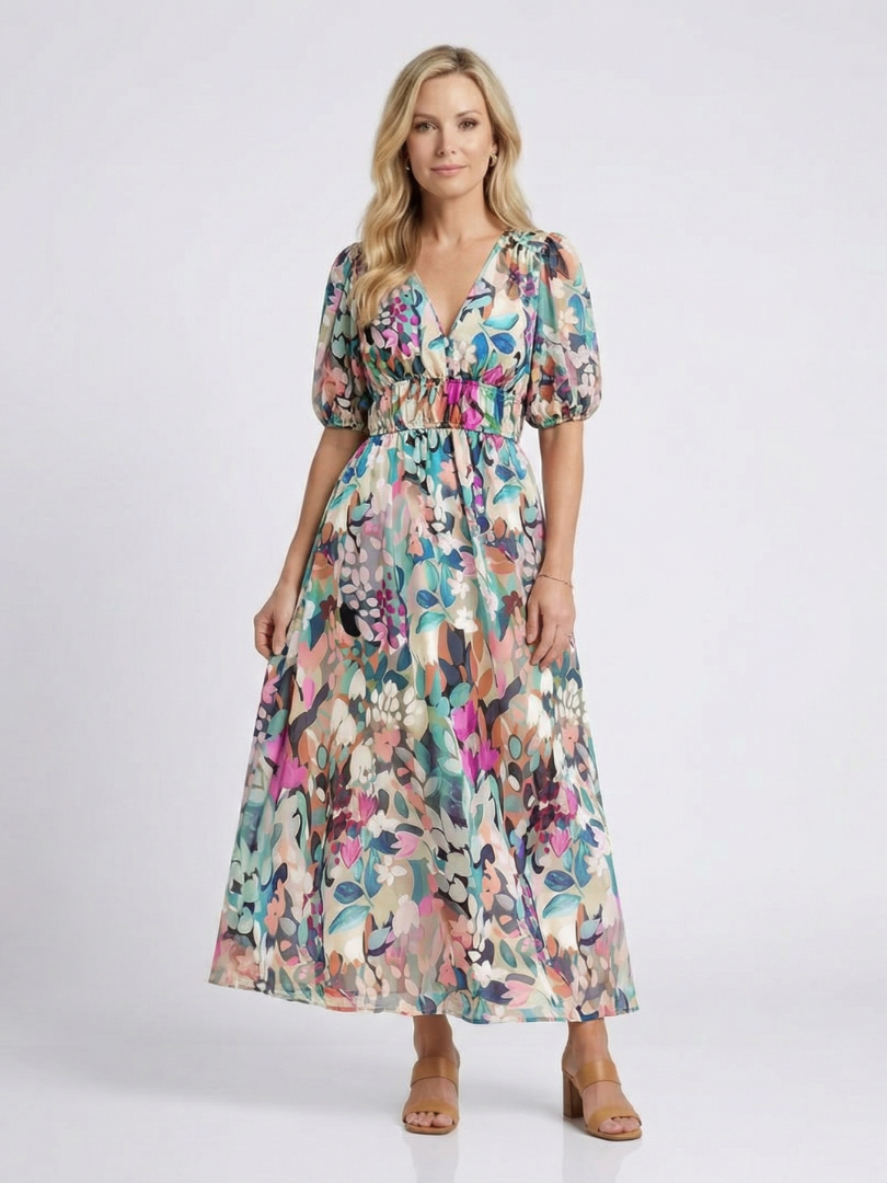 Margot Biarritz - Robe midi à manches courtes Eulalie