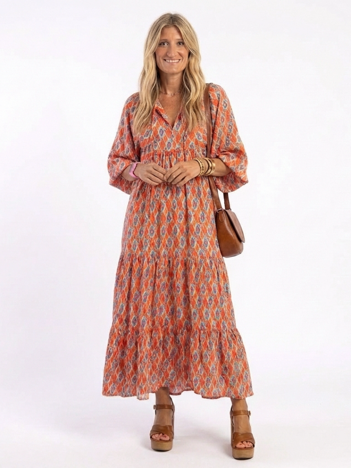 Margot Biarritz - Robe Midi à Imprimé Géométrique Amara
