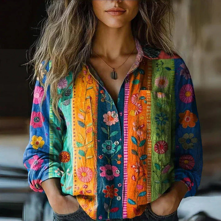 Margot Biarritz - Blouse à Imprimé Floral Rétro