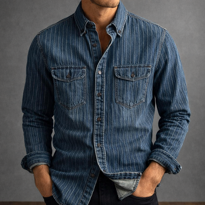 Margot Biarritz - Chemise à rayures à manches longues pour homme