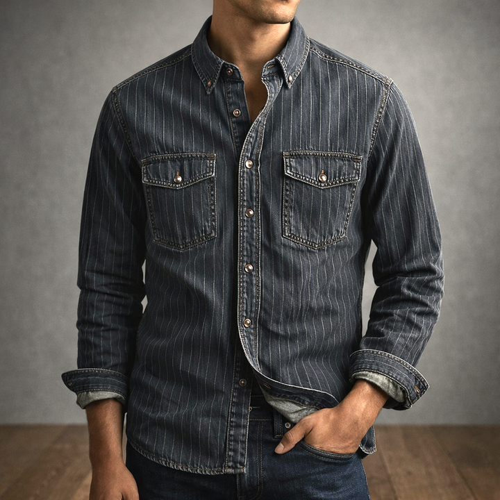 Margot Biarritz - Chemise à rayures à manches longues pour homme