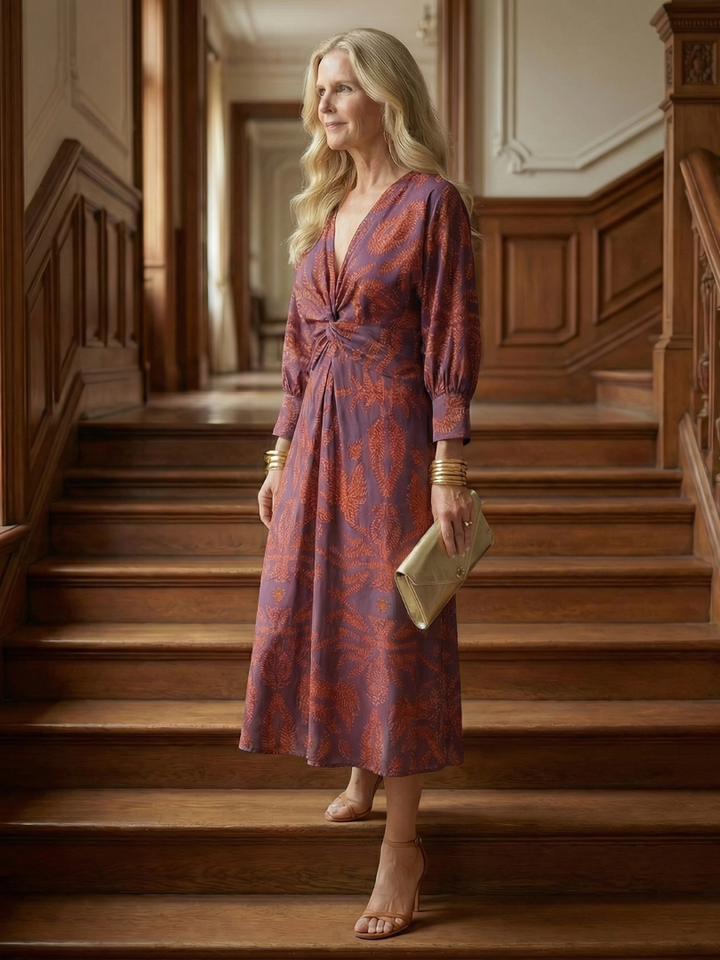 Margot Biarritz - Robe Midi Enveloppante Naturelle Lune