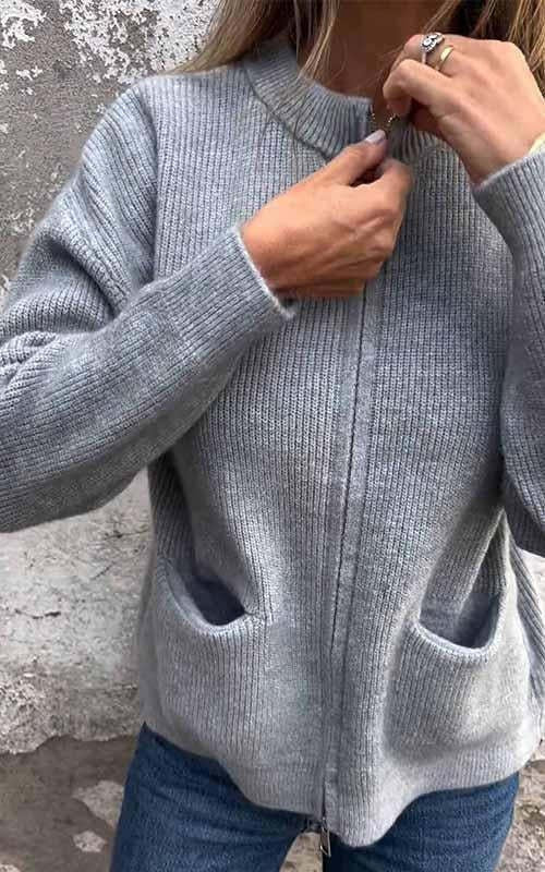 Margot Biarritz - Veste en maille zippée à col rond