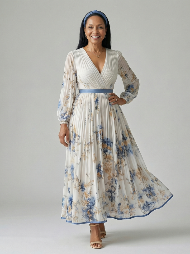 Margot Biarritz - Robe Midi Plissée à Enveloppe Rielle