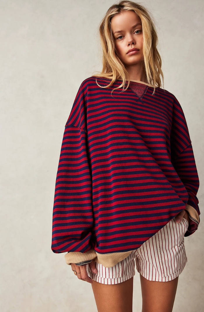 Margot Biarritz - Pull Oversized Rayé à Manches Longues