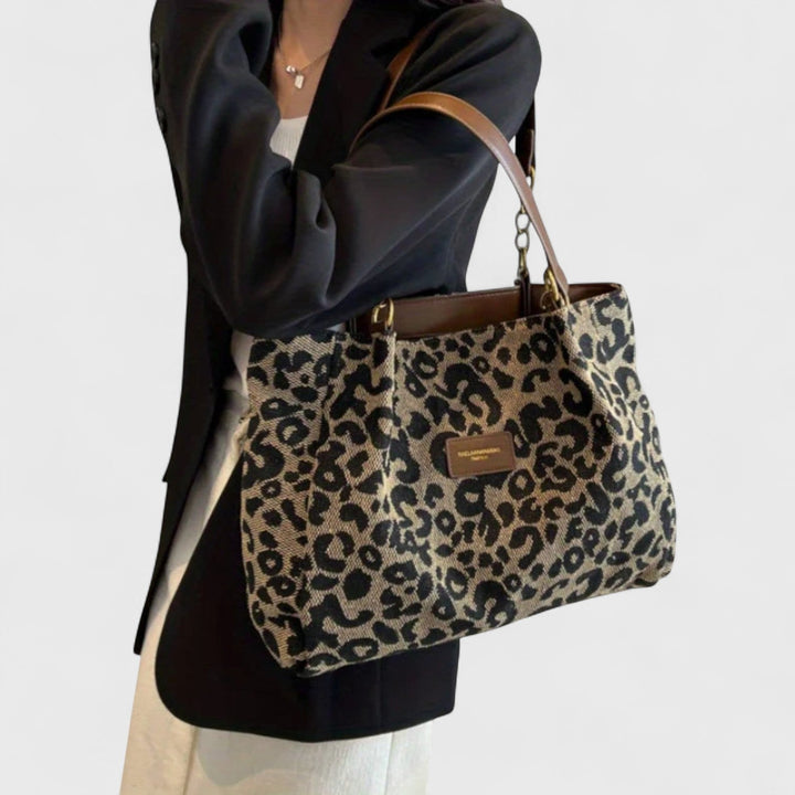 Margot Biarritz - Sac shopping en toile motif léopard