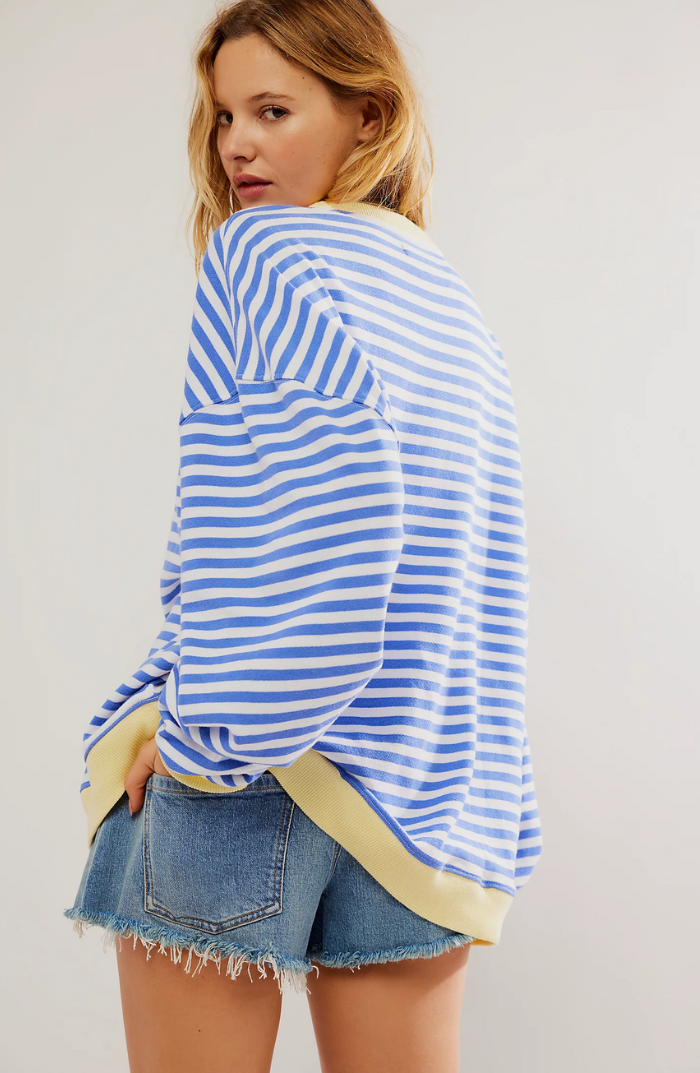 Margot Biarritz - Pull Oversized Rayé à Manches Longues