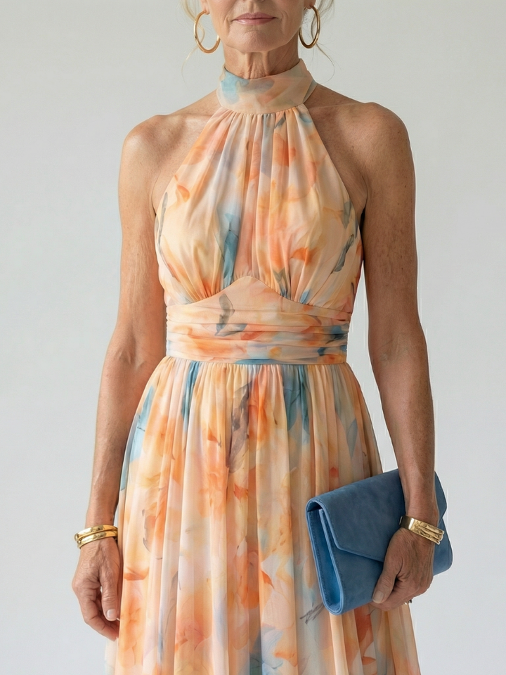 Margot Biarritz - Robe Midi à Col Halter Doux Elin