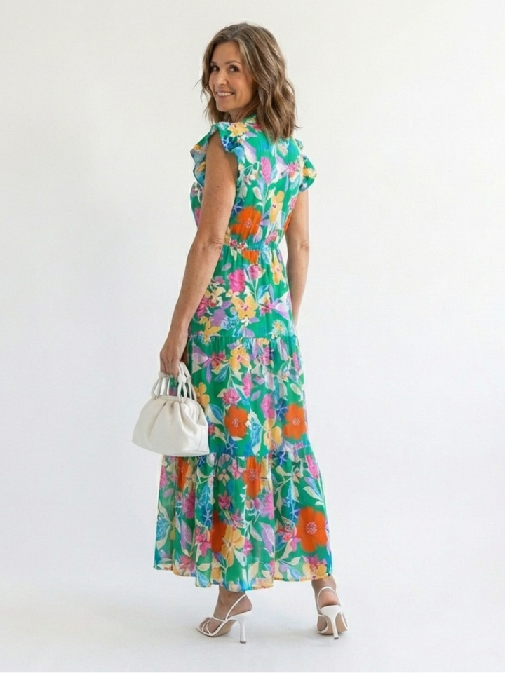 Margot Biarritz - Robe Midi Évasée Imprimée Fleurie Lilas