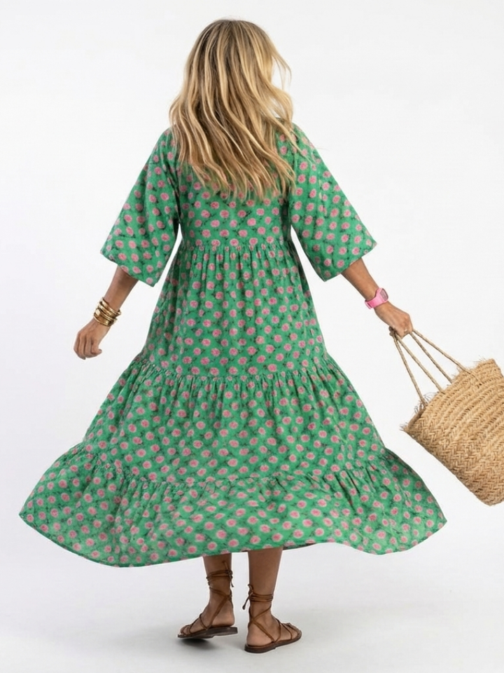 Margot Biarritz - Robe Midi Imprimée Fleurie Fiora