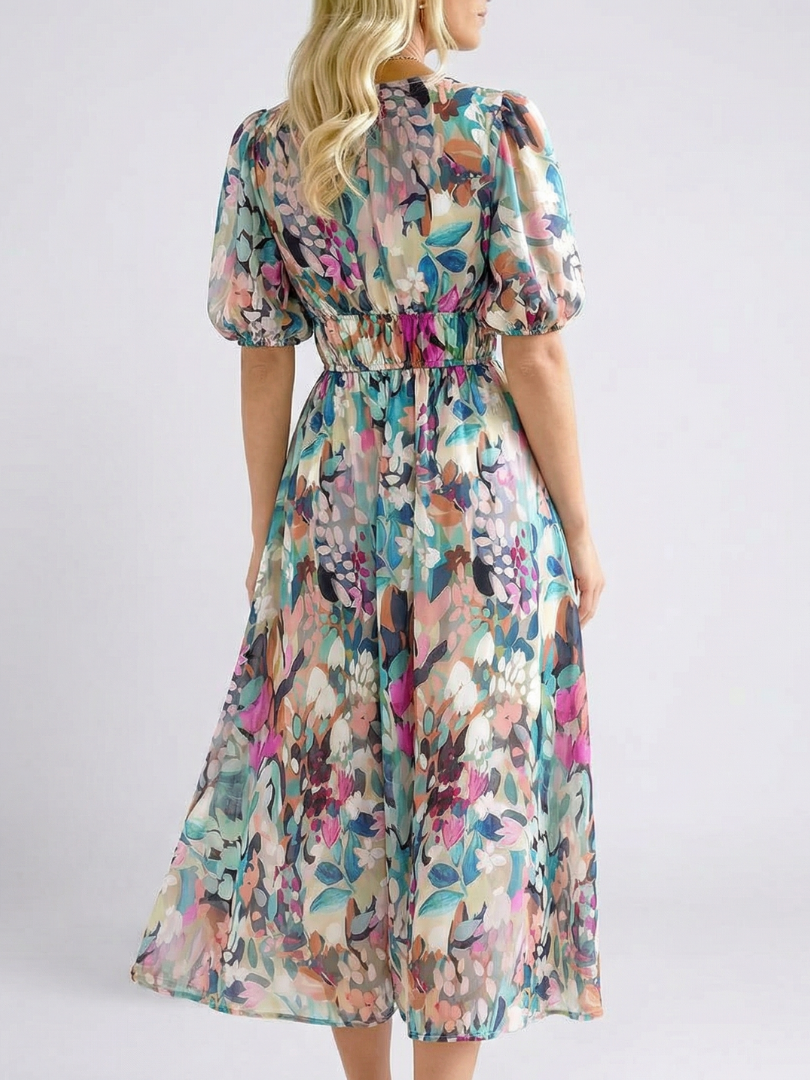 Margot Biarritz - Robe midi à manches courtes Eulalie