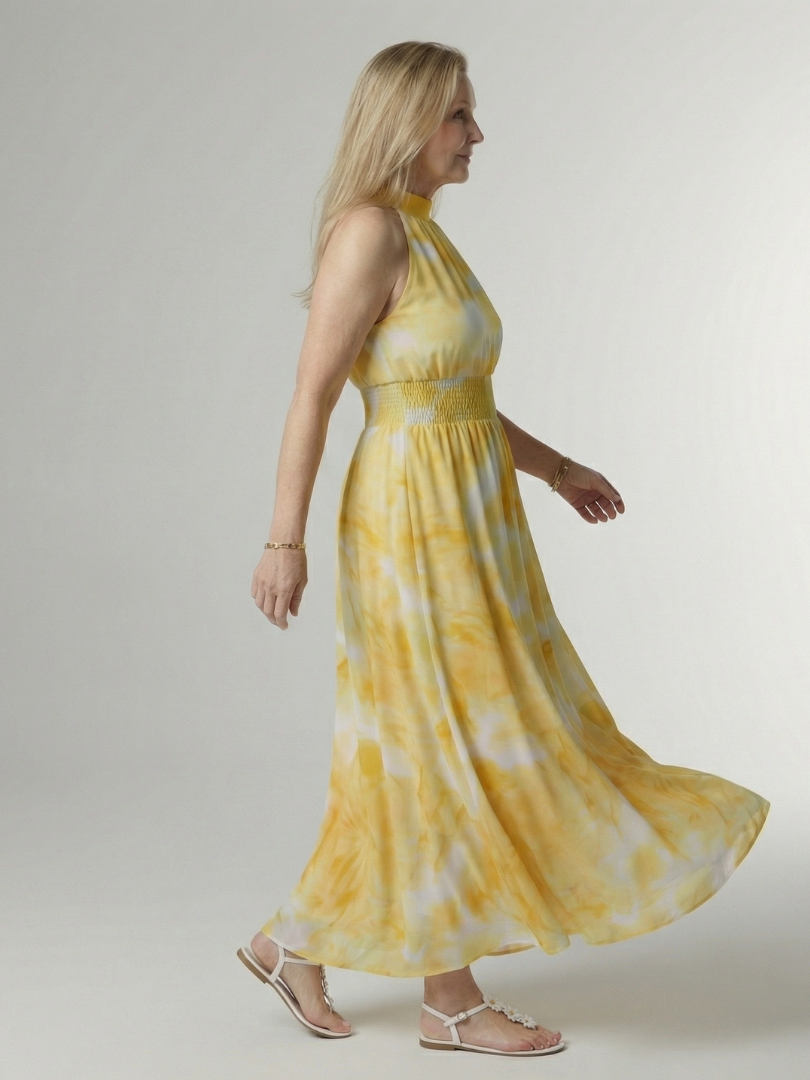 Margot Biarritz - Robe Midi à Encolure Halter Froncée