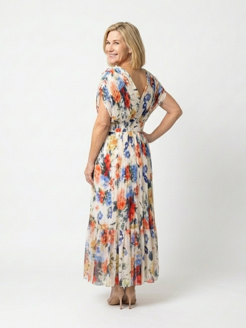 Margot Biarritz - Robe Midi Fleurie Plissée Savannah