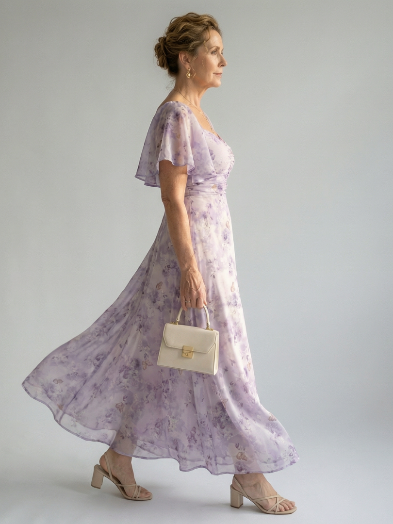 Margot Biarritz - Robe Midi à Manches Volantes