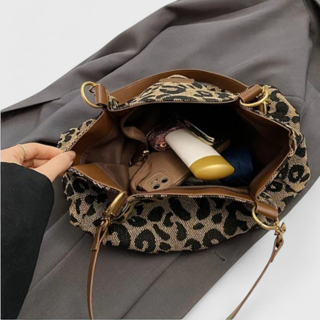 Margot Biarritz - Sac shopping en toile motif léopard