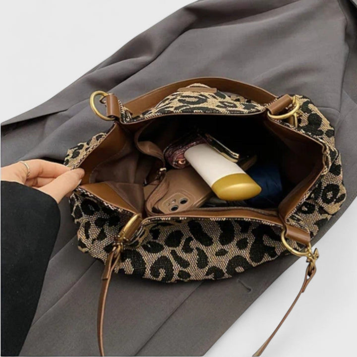 Margot Biarritz - Sac shopping en toile motif léopard