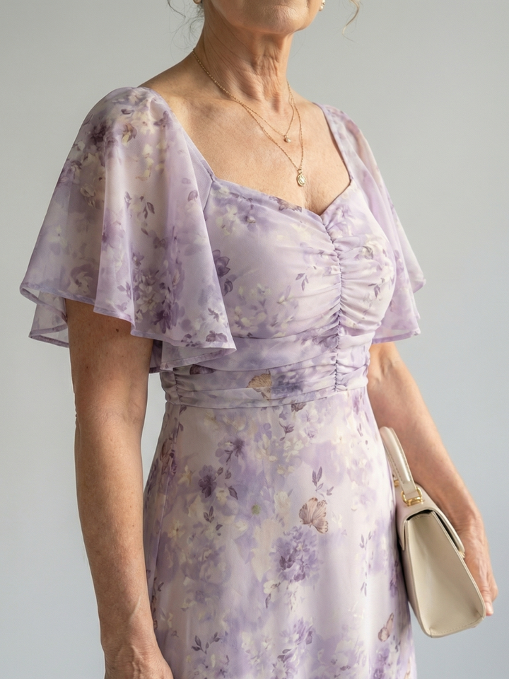 Margot Biarritz - Robe Midi à Manches Volantes