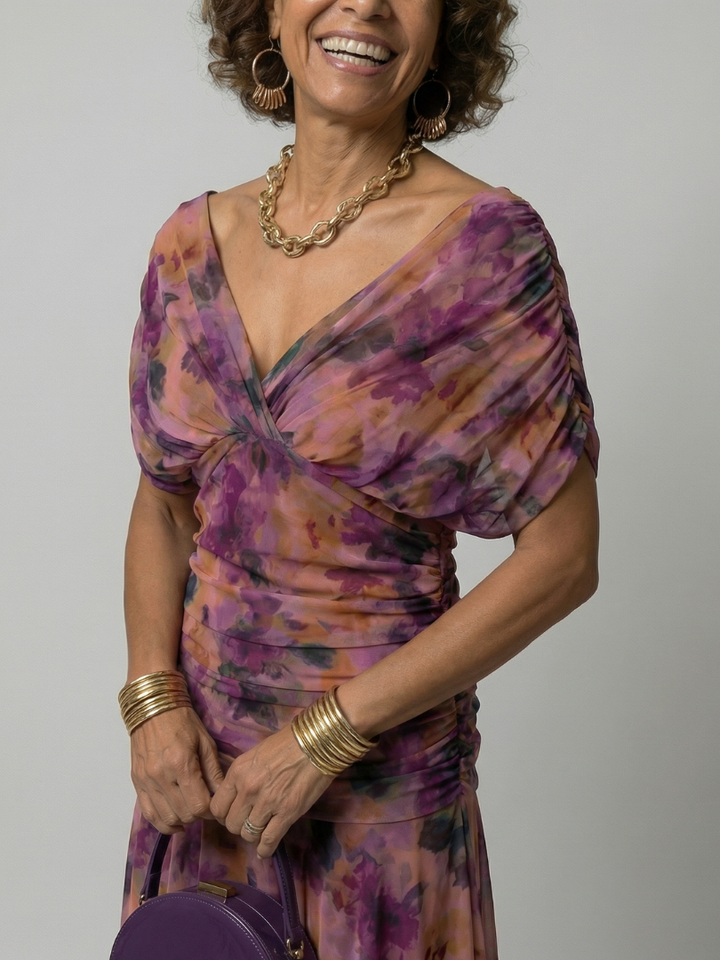 Margot Biarritz - Robe midi décontractée à épaules dénudées