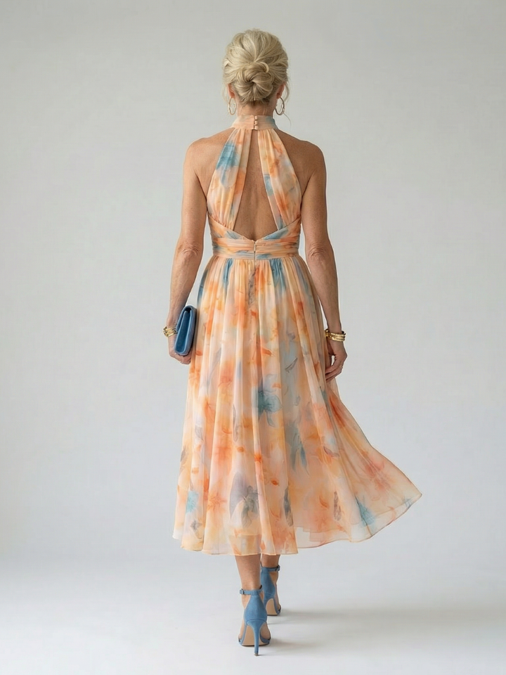 Margot Biarritz - Robe Midi à Col Halter Doux Elin