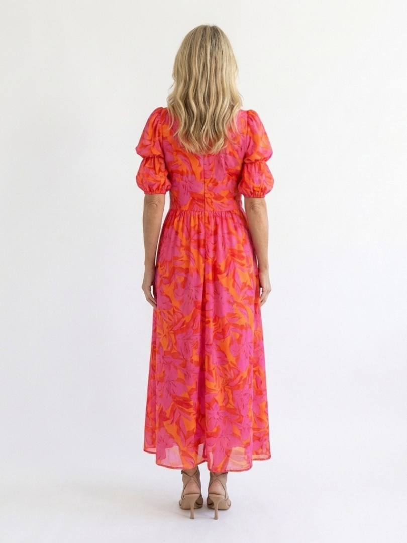 Margot Biarritz - Robe Midi à Manches Bouffantes Willow